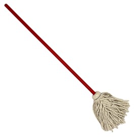 Rocky Mountain Goods Small 36-inch Mop - Traditional Red and White Cotton Yarn Mop - Made in USA - Great for Smaller Areas - Solid Wood Handle - Heavy Duty - Made to Last - 3 Feet Long