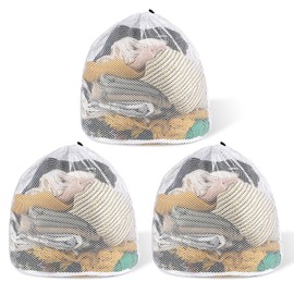 32"x24" Large Mesh Laundry Bags 3 Packs Mesh Laundry Bags with Drawstring Washing Machine Mesh Wash Bags Laundry Liners, Laundry Bags for College Dorm Apartment Delicates Bed Linen
