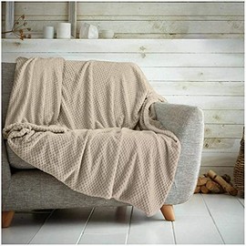 Kinfolk Textile Waffle Throw Honeycomb Blanket Soft Warm Cuddly Sofa Travel Bedspread (Mink, Single - 125 x 150cm)