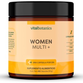 Women Multi + con 60 capsulas. Multivitamínico para Mujer con Colágeno Hidrolizado, Ácido Fólico, Biotina, Hierro, Calcio, Magnesio, Maca, Zinc y Vitamina D (400 IU) Complejo B VitalBotanics