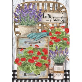 Faith and Family Farmhouse Spring Garden Flag Floral 12.5" x 18" Briarwood Lane