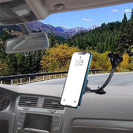 TECOTEC Magnetic Phone Holder for Car Dash & Windshield, 12" Flexible Gooseneck Arm Car Suction Cup Cell Phone Holder Magnetic Mount for Cellphones