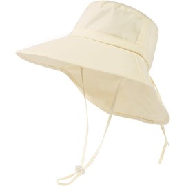 TOP-EX XL/XXL Women's Sun Hat XL 60 cm Cotton UPF 50+ Sun Protection Summer Hat with Neck Protection for Women Wide Brim Outdoor Garden Hat Foldable Beige