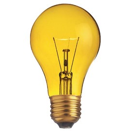 Satco S6083 25 Watt A19 Incandescent Light Bulb, Transparent Yellow