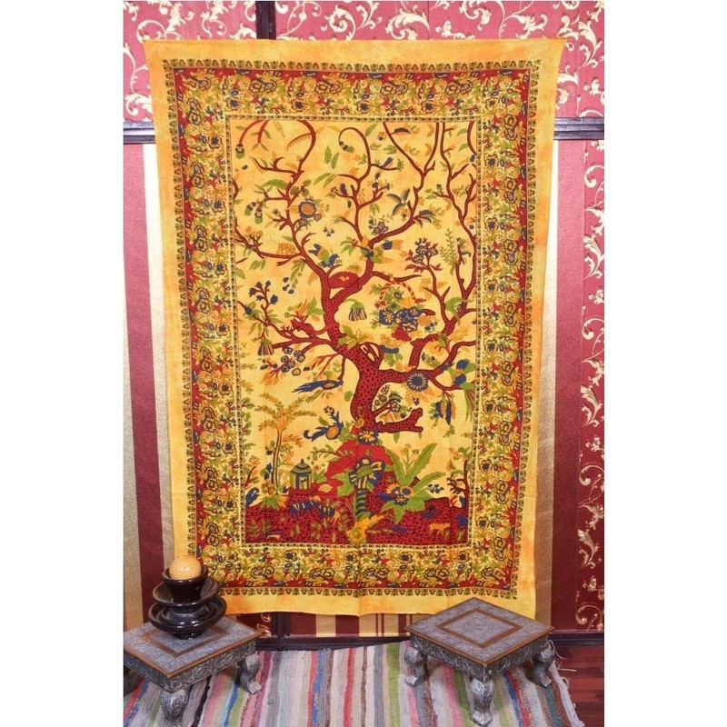 GDONLINE Tree of Life Mandala Curtain Room Door Cotton Wall