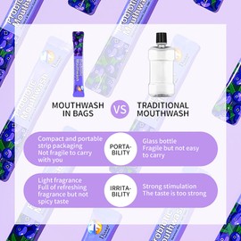 DISAAR BEAUTY Probiotic Mouthwash Removes Tooth Stains Soft Cool Mouth Feeling Protect Clean Deodorant Teeth 0.11fl.oz X 20pcs (Blueberry - Dissolve Teeth Stains & Freshens Mouth)