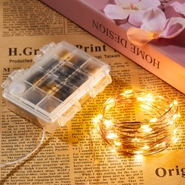 Ariceleo 1 Pack 32.8 Ft. Battery Operated Outdoor String Lights with Remote & Timer, LED Warm White Fairy Lights, Waterproof Twinkle Lights for Bedroom, Dorm, Mason Jar, Wedding, Party, Christmas