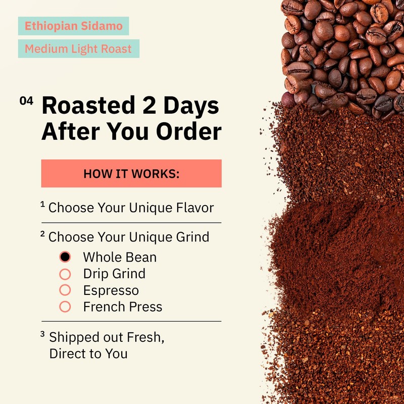 Ethiopian Sidama Coffee Beans - Single Origin Medium Light Roast