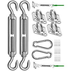 Morzejar Sun Shade Sail Hardware Kit, 304 Stainless Steel Sunshades Canopy Installation Kit for Garden Rectangle & Triangle Shade Sails, Heavy Duty Shade Sail Fixing Accessories, Awning Attachment Set