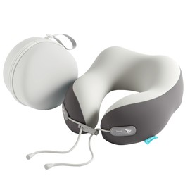 Povinmos Travel Pillow with Case, Cool Neck Pillow for Traveling 100% Pure Memory Foam,Travel Neck Pillow with Zipper Box, Airplane Pillow for Traveling,Travel Essentials (Grey)