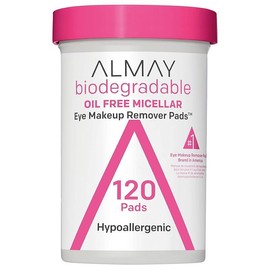 Almay Biodegradable Makeup Remover Pads, Micellar Gentle, Hypoallergenic, Fragrance-Free, Dermatologist & Ophthalmologist Tested, 120 Count - Size: 120 Count (Pack of 1)