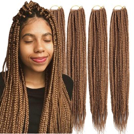 Mayloss 6 Packs/Lot (14/18/24/30) inch 1cm 20 Strands/Pack Thin 3X Box Braid Crochet Hair Extensionin Diameter 3X Synthetic Braid Hair Extensions Crochet Braids Hair Color(30Inch 27)