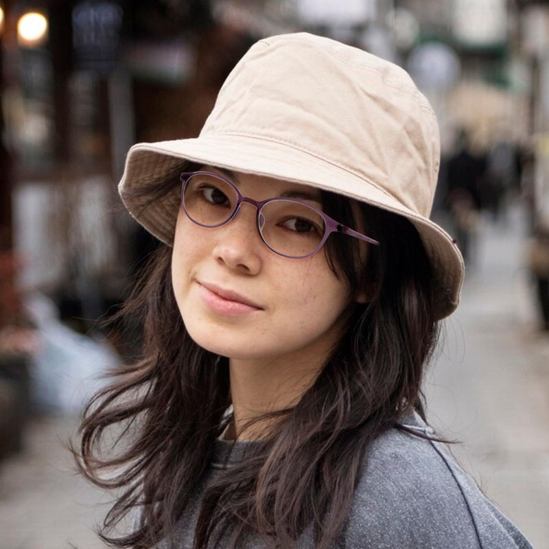 [Soarea] 丸型老眼鏡 おしゃれ パープル リーディンググラス超軽量柔らかいフレームシニアグラス ブルーライトカット老眼 鏡 お洒落丸メガネ7103 (パープル, 1.5