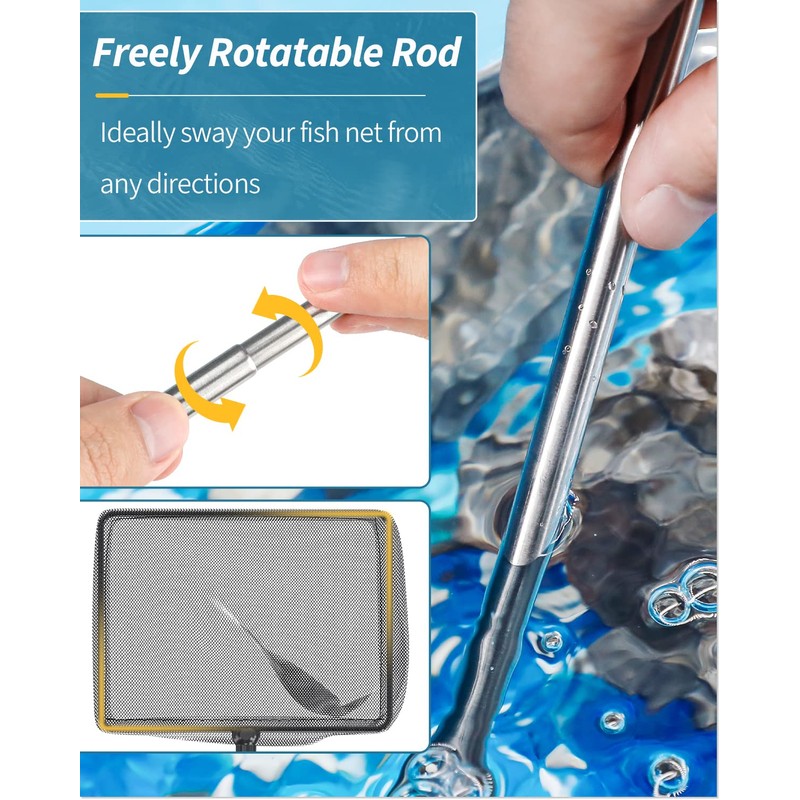 Pawfly Aquarium Fish Net with Extendable 9-24 Inch Long Handle