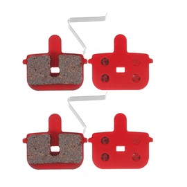 iplusmile Bicycle Disc Brake Pads 2 Pairs 4 Pieces with Spring Semi Metal Brake Pads Shimano B01S M355 M446 Compatible Mountain Bike Cross Bike Replacement High Braking Power Red