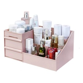 Organizador De Maquillaje Con Cajones Multifuncional Color Rosa