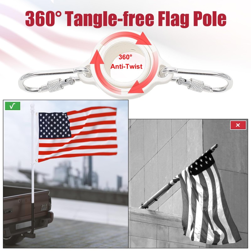 DIOVPLX Truck Flag Pole Kit with Trailer Hitch Flagpole Holder,