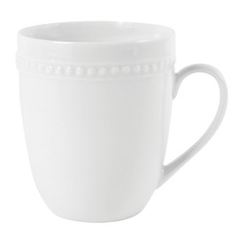Everyday White Beaded Set of 4 Mugs, 14 ounce