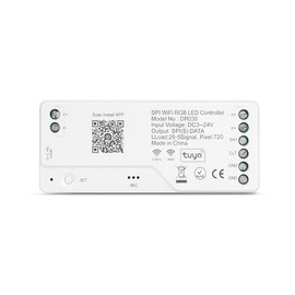 [at-E] Tuya DR030 WiFi RGB LED Controller, SPI Signal Output, DC 3-24V, 720 Pixels