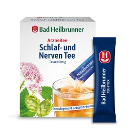 Bad Heilbrunner Schlaf- & Nerven Tee - Arzneitee im Stick, Tassenfertig - Melisse, Lavendel & Hopfen - beruhigt bei Nervosität & Einschlafstörung - für überreizte Nervenbündel (8 x 10 Sticks)