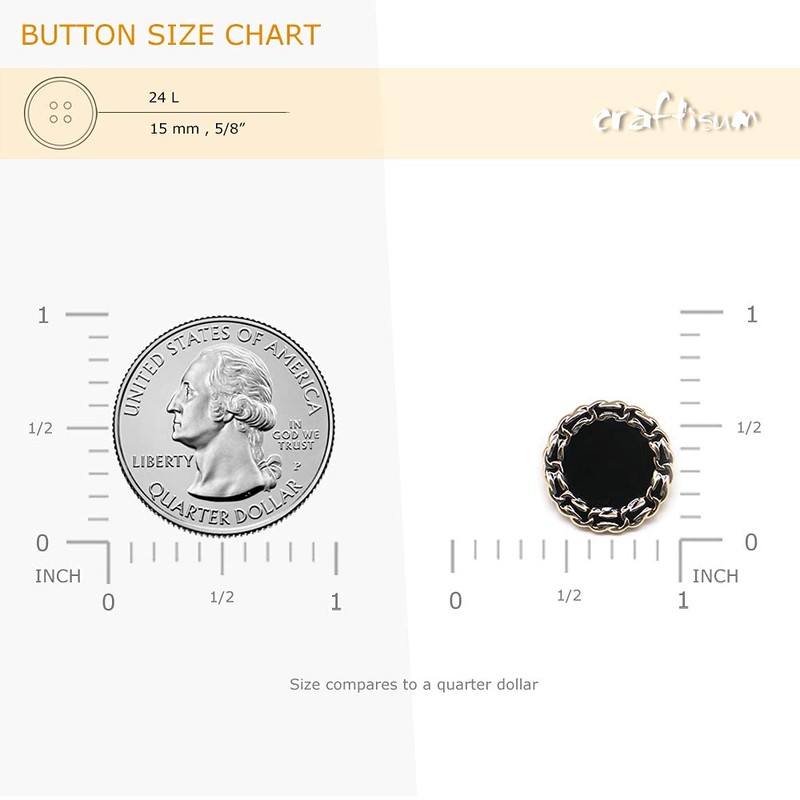 Craftisum Classic Golden Metal Base Black Enamel Sewing Shank Buttons