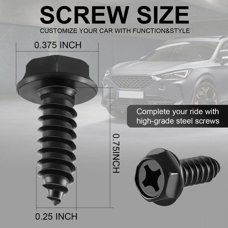 LivTee Rustproof License Plate Screws for Securing License Plates Frames
