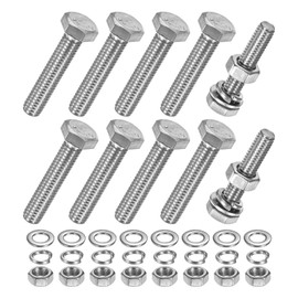 M METERXITY 10-Pack Hex Head Screw Bolt with Nuts Flat & Lock Washers M6x30mm Stainless Steel Bolts and Nuts Kit Fully Threaded Metric Bolt Assortment for Equipment/Machinery