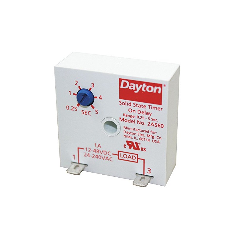 Dayton 2A560 Encapsulated Timer Relay, 1A, Solid State
