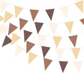 Brown Pennant Banners 32 Meters 105 Feet Boho Party Decorations Beige Bunting Khaki Caramel Triangle Flags Champagne Earth Tone Tan Rustic Neutral Decor for Birthday Wedding