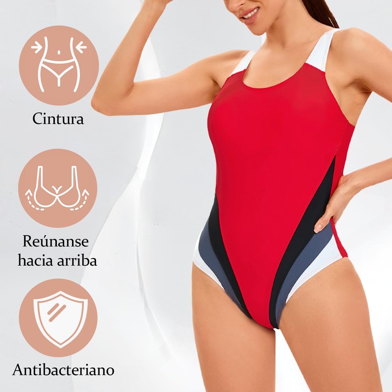 ZSOLY Traje de Baño Mujer Deportivo (MX/US, Alfa, Mediano, Regular,