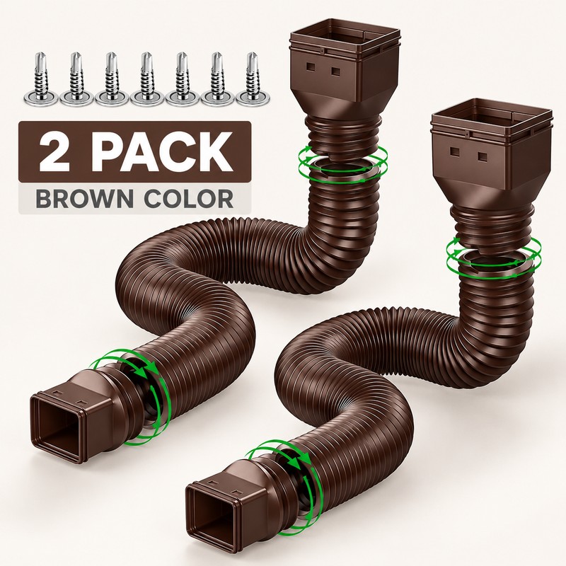2-Pack Adjustable Downspout Extensions to Help Prevent Water Pooling Around