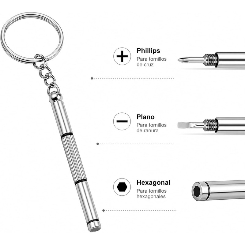 Destornillador de Precisión para Gafas y Relojes, Acero, Kit de