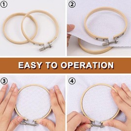 Set of 5 Wooden Embroidery Hoops, 13/15/20/23/26 cm Embroidery Hoop, Adjustable Bamboo Cross Stitch Frame Hoop, Embroidery Hoop for DIY, Crafts, Embroidery