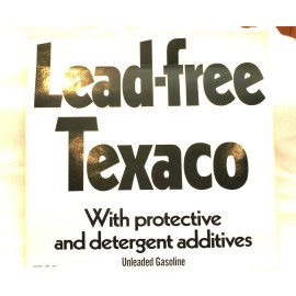 Texaco Gas Station Pump Sticker Unused Lead-Free White Black Print 10" x 10" VTG