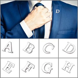 Opromo 26 Monogram Alphabet Lapel Pin Badge Business Letters Collar Brooch Pins-Silver Letter J