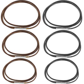 QOWUXHZ 6 Stück Lederkette Herren Lederband Verkürzbar Schwarz Und Braun Unisex Halskette Für Anhänger Breite 1.5 Mm Länge 40/45/50Cm