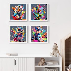 FLAJZ Pack of 4 Paint by Numbers Children, Paint by Numbers Children (Tier A)