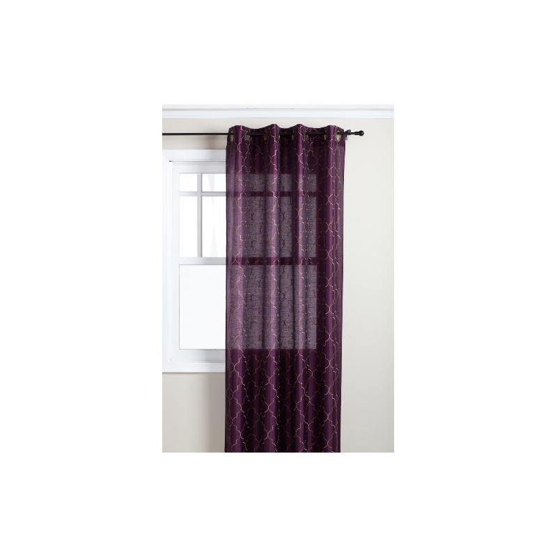 Stylemaster Hudson 55 by 84-Inch Embroidered Faux Silk Brass Grommet
