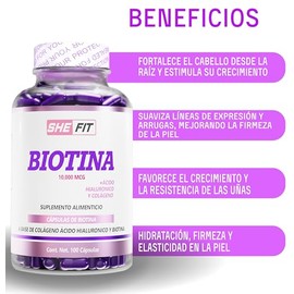 BHP NUTRITION Biotina con Ácido Hialurónico y Colageno Hidrolizado| 100 caps | Suplemento Alimenticio específico para piel y uñas| alta biodisponibili