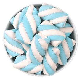 The Hampton Candy Company Blue & White Marshmallow Twists, 8.8 Oz. Bag, Blue Candy, Bulk Marshmallows