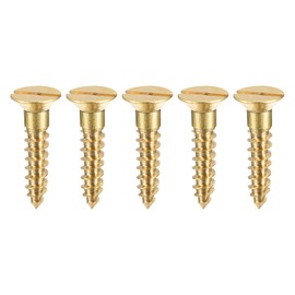 sourcing map Pack of 50 Wood Screws M4 x 20 mm Flat Head Tapping Screws Brass with Slotted