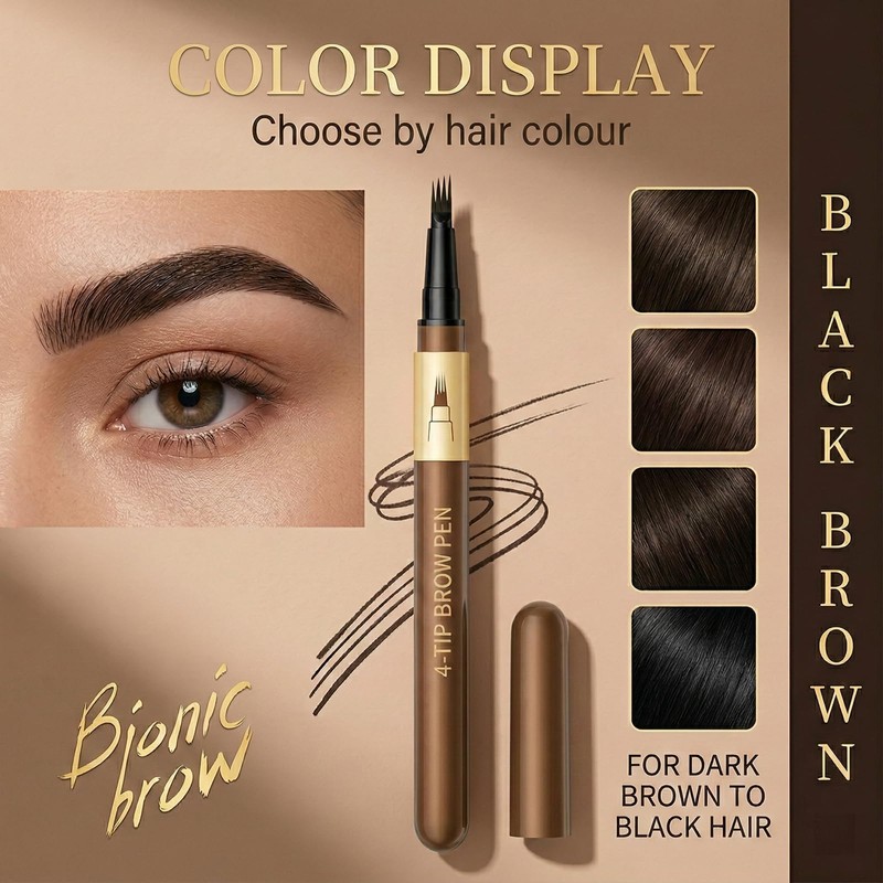 4-Pronged Eyebrow Pen For Natural Hair-Like Strokes And Precise Definition