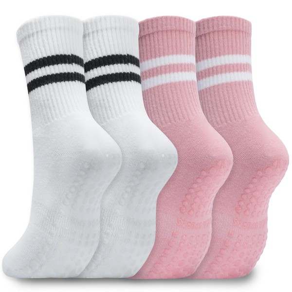 WANZHIHUI Pilates Grip Socks for Women Non Slip Grippy Cotton