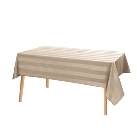 JIUZHEN Khaki Striped Rectangular Tablecloth - 54 x 80 Inches,Washable Polyester Waterproof,Stainproof and Spillproof Table Clothes for Restaurant,Party,Dining Room and Outdoor Picnic Table Cover