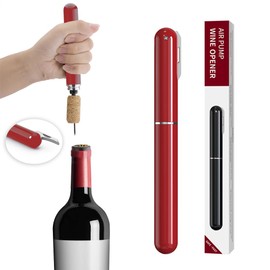 Wine Bottle Opener，IPEROT Air Pressure Wine Corkscrew With Cutting Wine Bottle Foil Knife, Effortlessly Open Wine Bottles Without Damaging Corks, Easy-to-Use(Red)