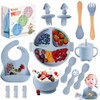 14pcs Vajillas Platos para Bebe Silicona, Set Alimentacion Complementaria Bebe,