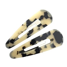 French Amie Clic Clac White Tokyo Large Handmade Celluloid Set of 2 French Snap Clip Barrette Hair Slides Women Strong Hold No Slip Side Slide-in Girls Women Hair Accessories, Made in France