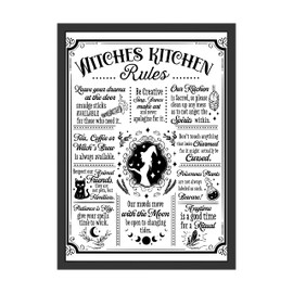 WBdesignz Witches Kitchen Rules Witches Kitchen Picture Wall Decoration Cooking Wall Picture Baking Witch Magic Gift Chef - Funny Rules for the Kitchen (without Frame)