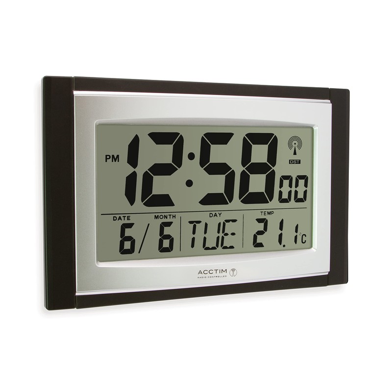 Acctim Wall Desk Clock, Black, Large Display