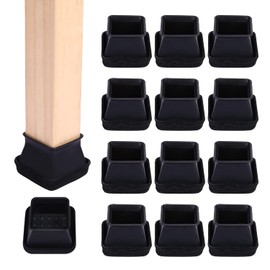 Ezprotekt 24 PCS Square Silicone Chair Leg Floor Protectors with Felt, Felt Furniture Pads, Chair Leg Covers Cups, Chair Leg Protectors for Hardwood Tile Floors No Scratches (Fit:1"- 1.2", Black)